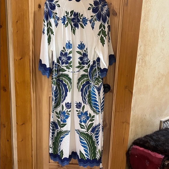 FARM RIO Off-White Tropicance Tunic Lenzing™ Ecovero™ Euroflax™ Midi Dress M NWT - Picture 14 of 16